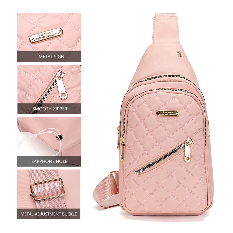 Fashion Women Zipper Chest Bag Casual Crossbody Shoulder Bag Outdoor Riding Travel Bag