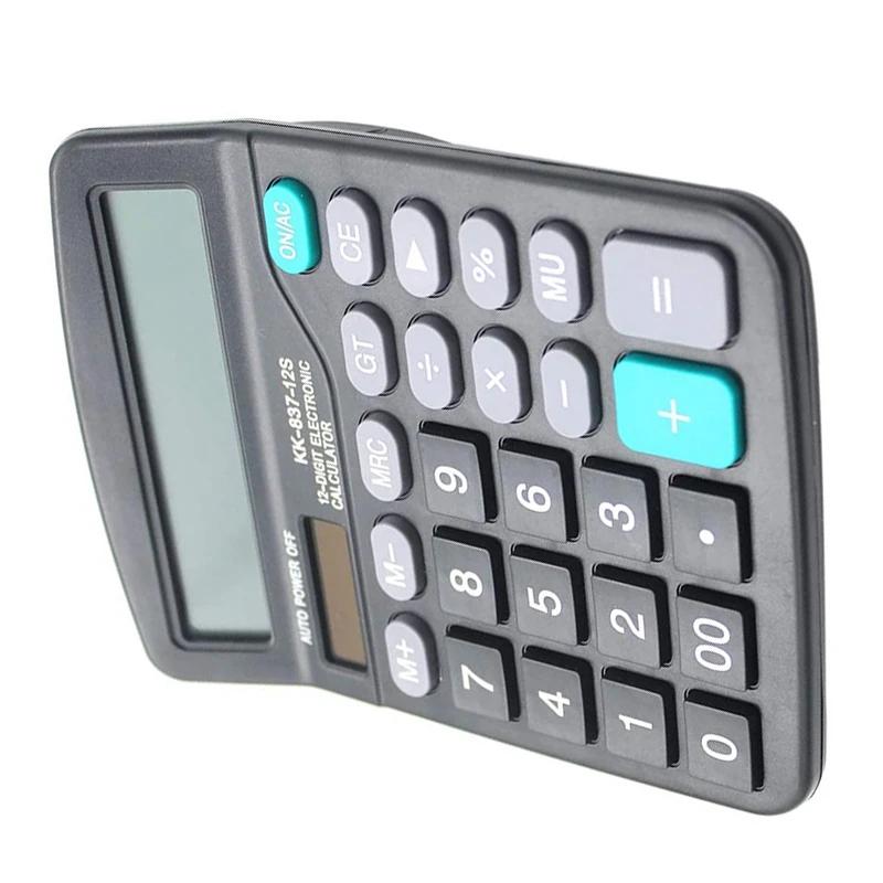 Calculadora de mesa A13E, calculadora de escritório com bateria solar de 12 dígitos com grande display LCD, botão grande e sensível