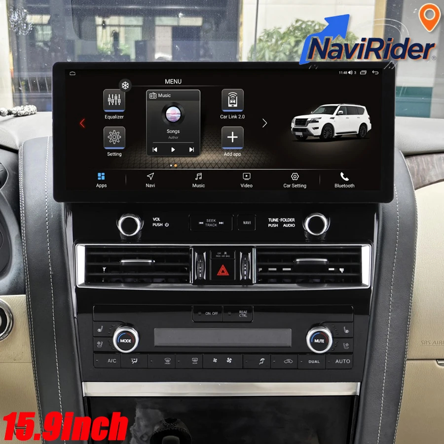 15.9inch Android Multimedia Video Player Radio For Nissan Patrol Armada Y61 Y62 2012-2020 Stereo Wireless CarPlay Navigation GPS