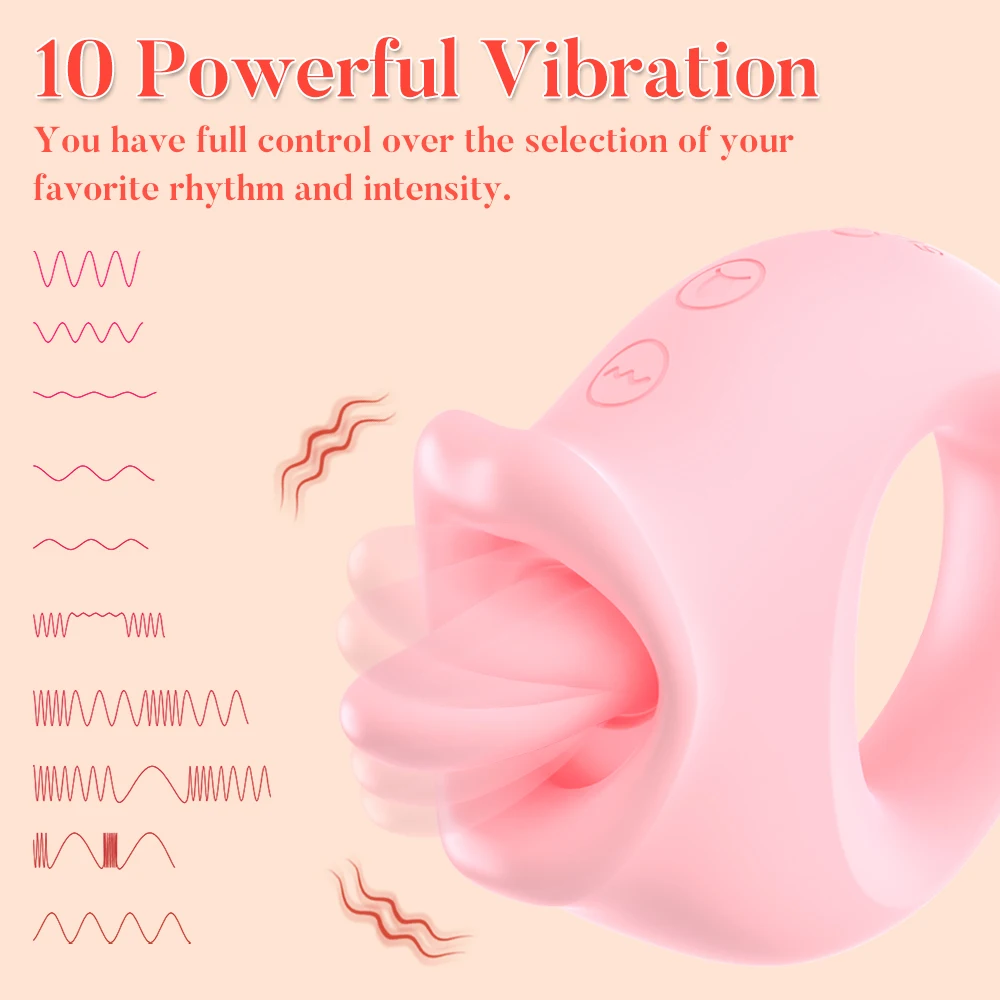 Realistic Tongue Vibration Ring 10 Speed Licking Toy USB Rechargeable Quiet Waterproof G-spot StimulatorRelaxing moment view 3