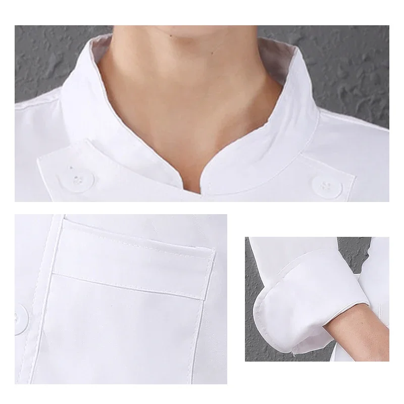 Chaqueta de cocinero para hombre y mujer, disfraz de Chef, camisa de servicio de Catering, uniforme de cocina para restaurante, ropa de trabajo de manga larga