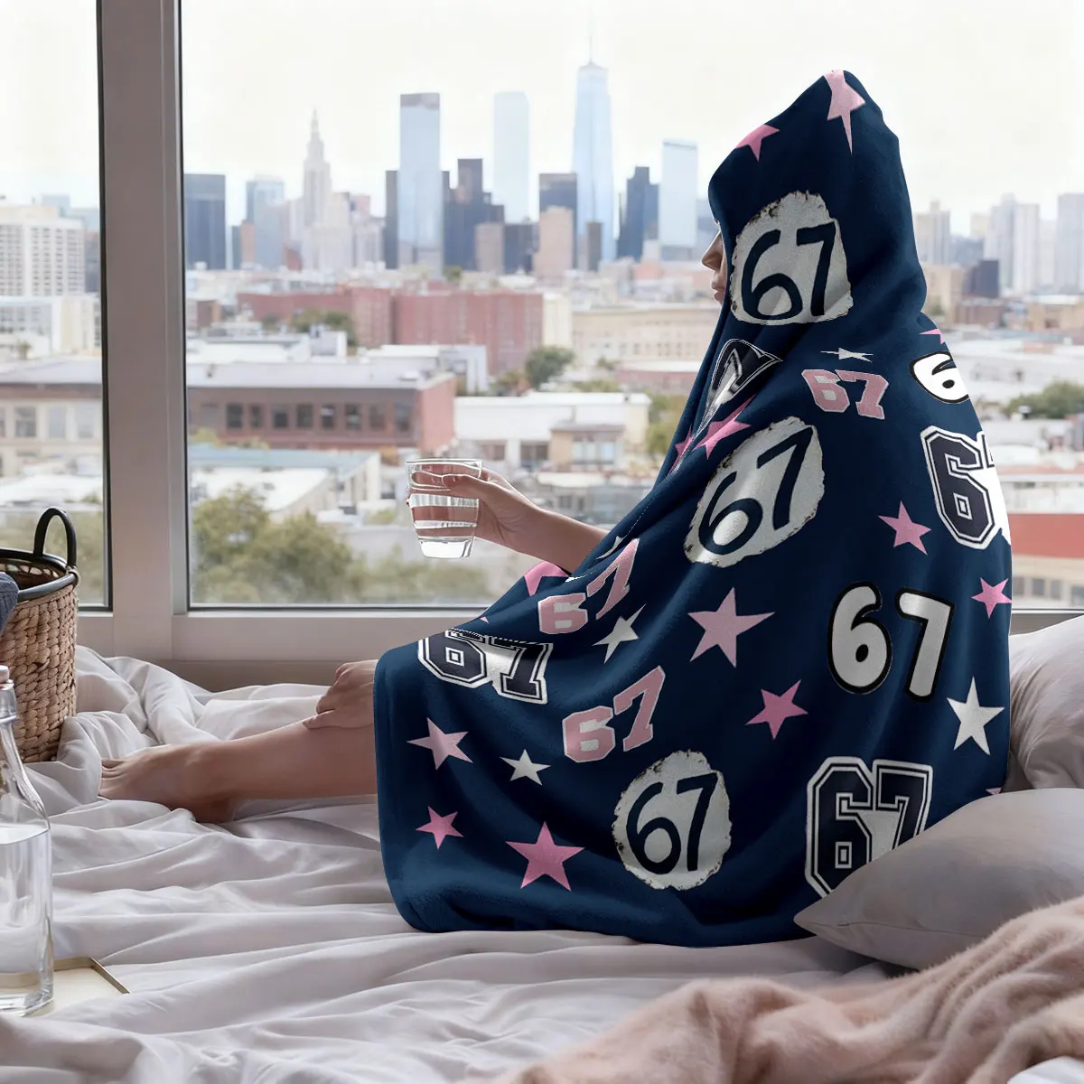 1 шт., фланелевое одеяло с капюшоном и шестью семи элементами, носимое одеяло-накидка, мягкое и теплое, одеяло разных размеров для сна и отдыха