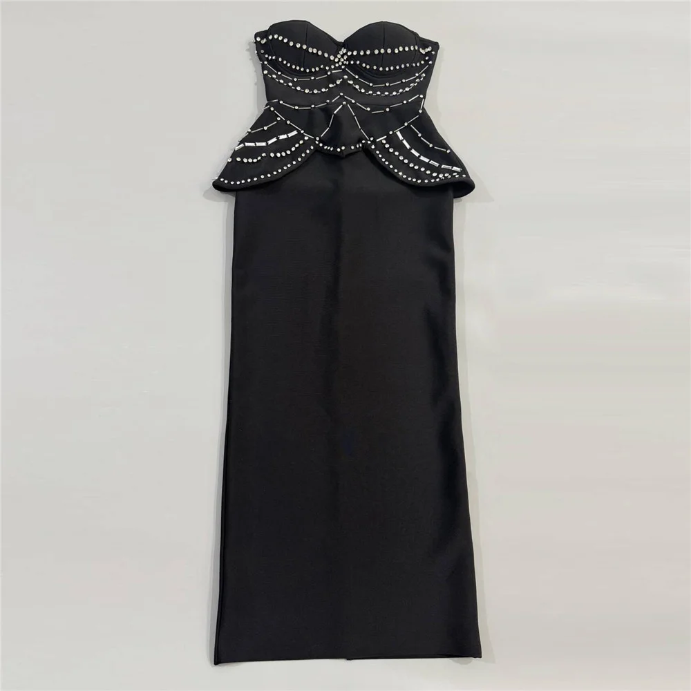 Abito da sera da donna invernale 2025 con strass, corsetto, abito lungo da donna elegante, nuovo Y2K, reggiseno per abito da festa di alta qualità