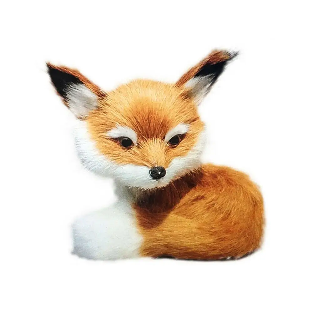 

Simulation Fox Ornament Mini Squatting Fox Model Plush Animal Figurine Doll Toy Kid Toys Pendant Decor Imitation Animal Toys