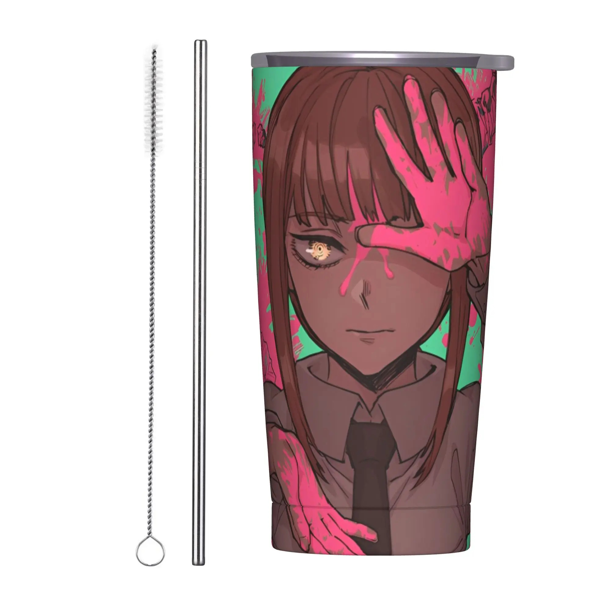 

Makima Chainsaw Man Reze Tumbler Vacuum Insulated Anime Thermal Cup with Lid Straw Double Wall Mugs Spill Proof, 20oz