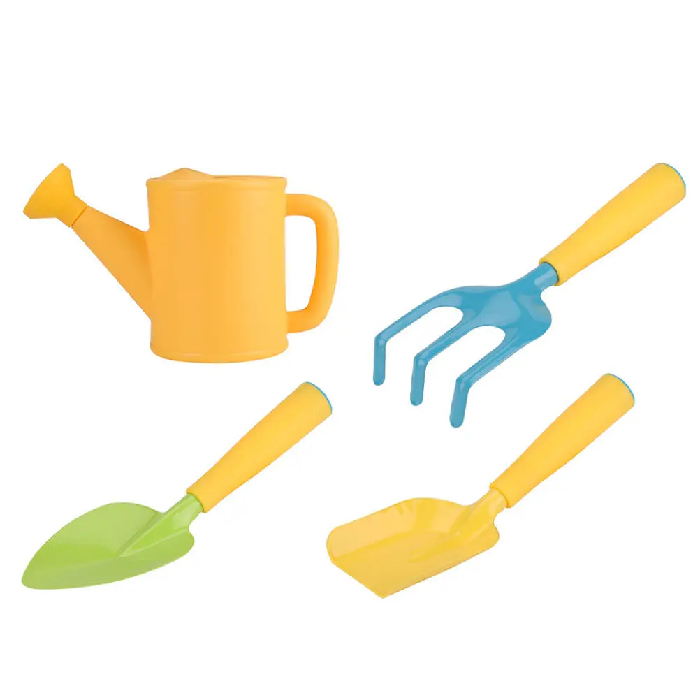 4Pcs Children Planting Tools Set Mini Gardening Shovels Rake Watering Can Safe Lightweight Garden Hand Tools for Kids Family