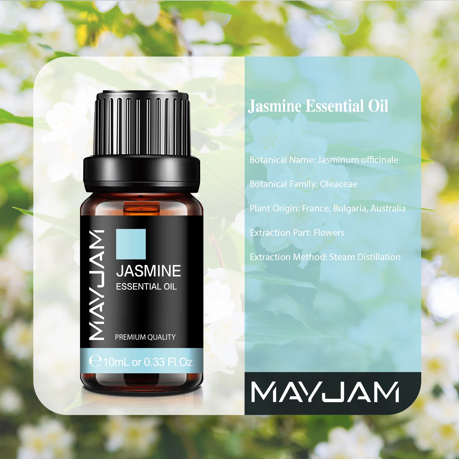 10ml Jasmine Essential Oil Diffuser Aroma Oils Lavender Vanilla Vetiver Sandalwood Eucalyptus Mint Tea Tree Oils For Skin Care