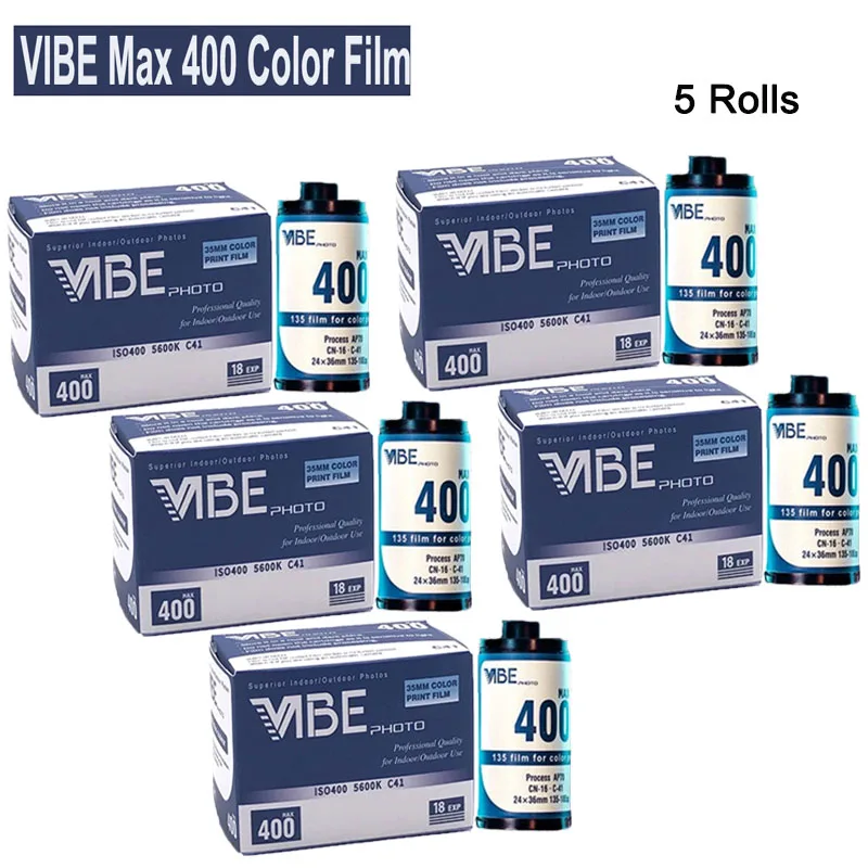 VIBE Max 400 Color Film 1-10Rolls 18EXP Per Roll 35mm Film ISO400 135 Negative Film For 135 Film Camera For Kodak H35/M35 Camera