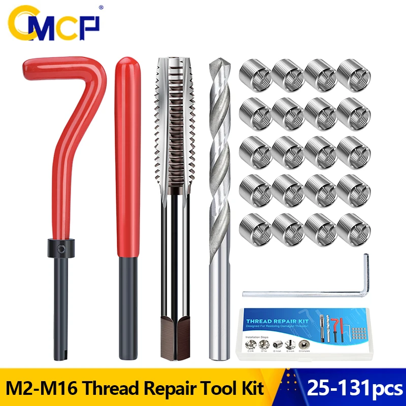 

CMCP 25-131pcs Thread Repair Tool Kit M2-M16 Spanner Wrench Thread Repair Bit for Restoring Damaged Thread Kit