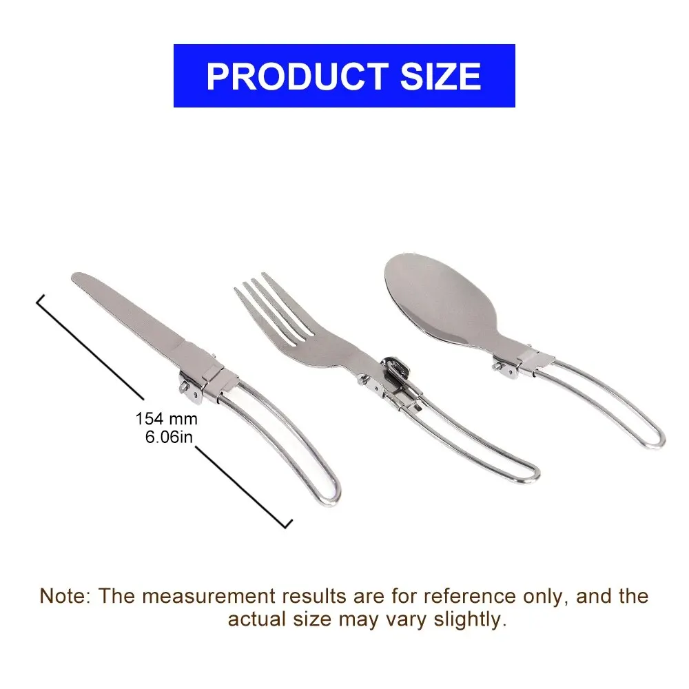3 pcs 1 set portable outdoor camping travel picnic foldable stainless steel cutlery set fork knife spoon utensils free shipping view 5