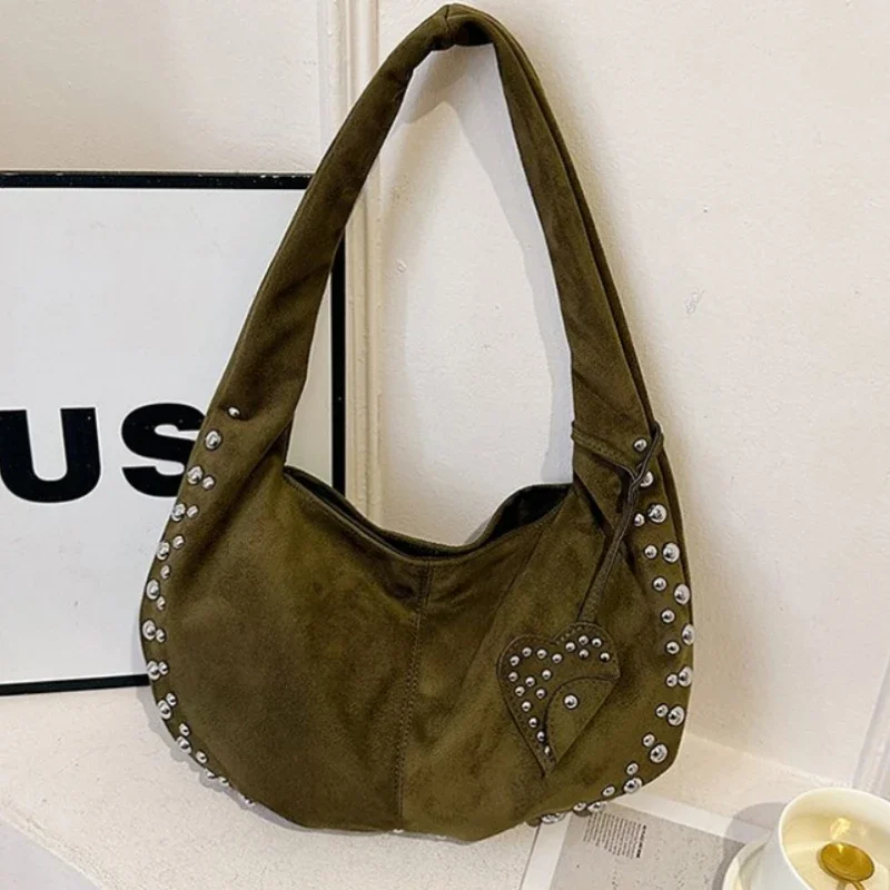 

Fashion Faux Suede Sewing Thread Design Shoulder Bags 2025 Hot Sale Retro Style Versatile Commute Single Women's Crossbody Bag