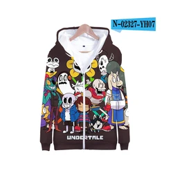 Bluzy z kapturem 3D nadruk, Game Undertale Sans bluzy z zamkiem chłopcy dziewczęta Unisex bluzy z kapturem dla dzieci kreskówki mody szeroka bluza z kapturem płaszcz