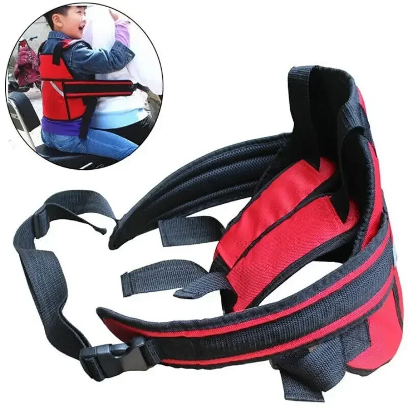 Motorcycle Baby Kids Safety Seat Strap Belt Harness Reflective Protection Buckle(Black or Red Color)