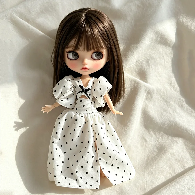 For Blythe Doll Outfit Clothing Sweater Pleated Skirt Set Princess Bowknot Dress Checkered Coat Clothes OB24 OB22 Accessories view 6