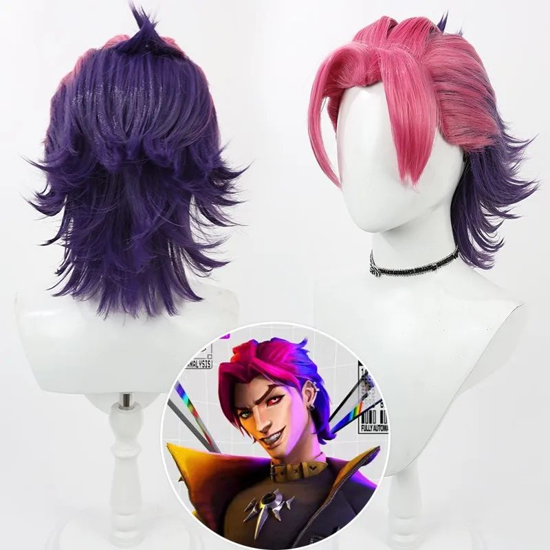 

Heartsteel Shieda Kayn Cosplay Wig Red And Blue Hair Game LOL Role Play Props High Temperature Wire With Wig Cap