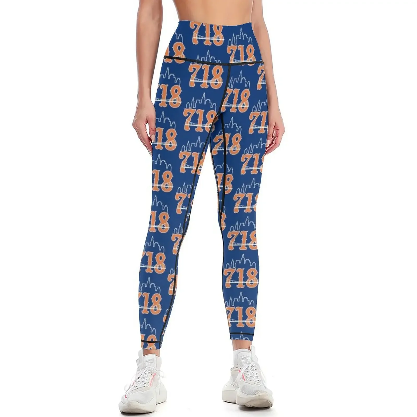 

Baseball - Queens N.Y. - 718 Area Code Leggings workout shorts gym's sportswear legging pants raises butt Womens Leggings