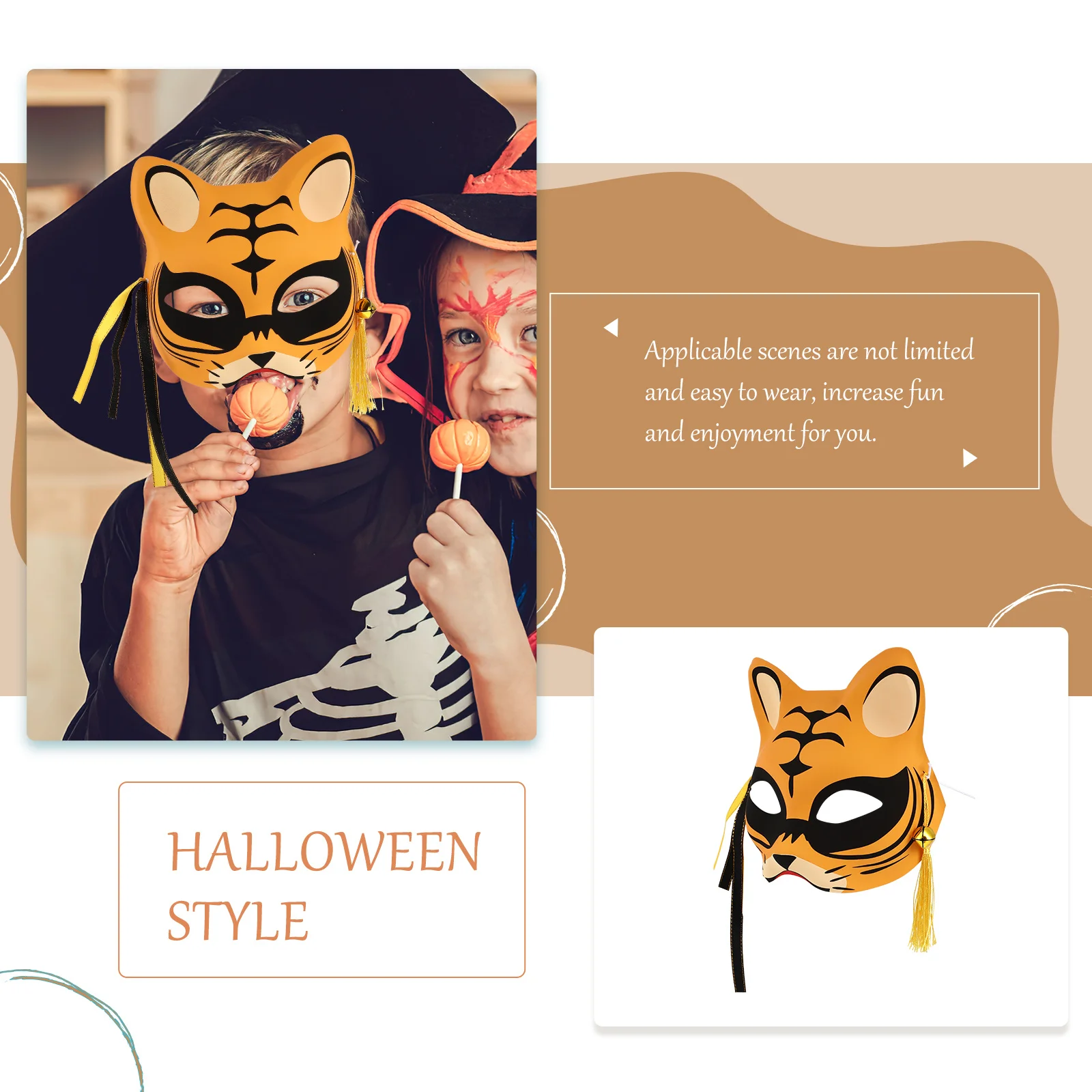 Unisex Half Face Tiger Mask Glowing Luminous Design Party Cosplay Costume Accessory for Festive Atmosphere Enhancement