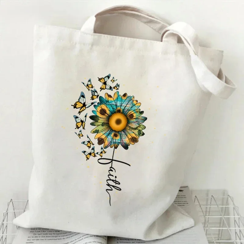 Sunflower Bee Canvas Tote Bag "Spreand Kindness" Versatile Handbag for Commuter Work Student Class Underarm Women's Shoulder Bag