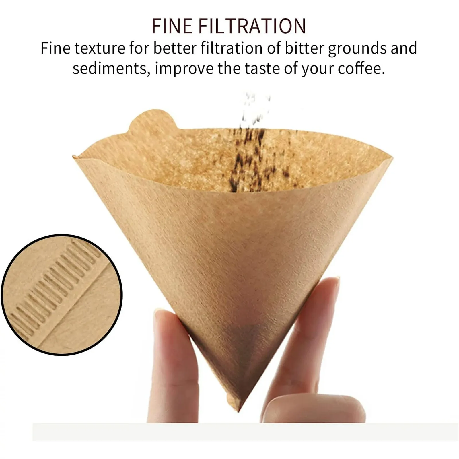 

Coffee Filters 100 Count 2-4 Cups Natural Paper Filters Compatible With And All No.2 Size Pour Over Drippers (Unbleached，100)