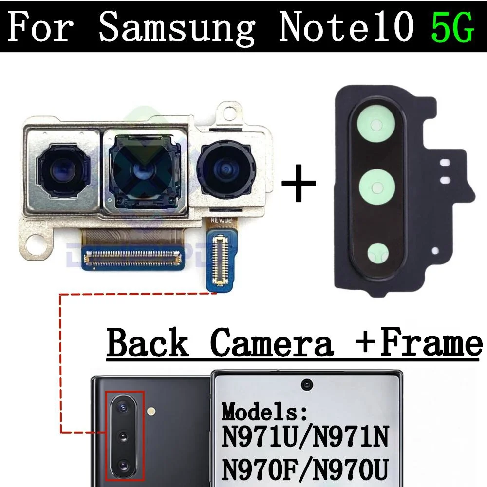 Back Facing Main Backside Camera Frame Cover Lens Module For Samsung Galaxy Note10 5G Front Rear Camera Module Flex Cable
