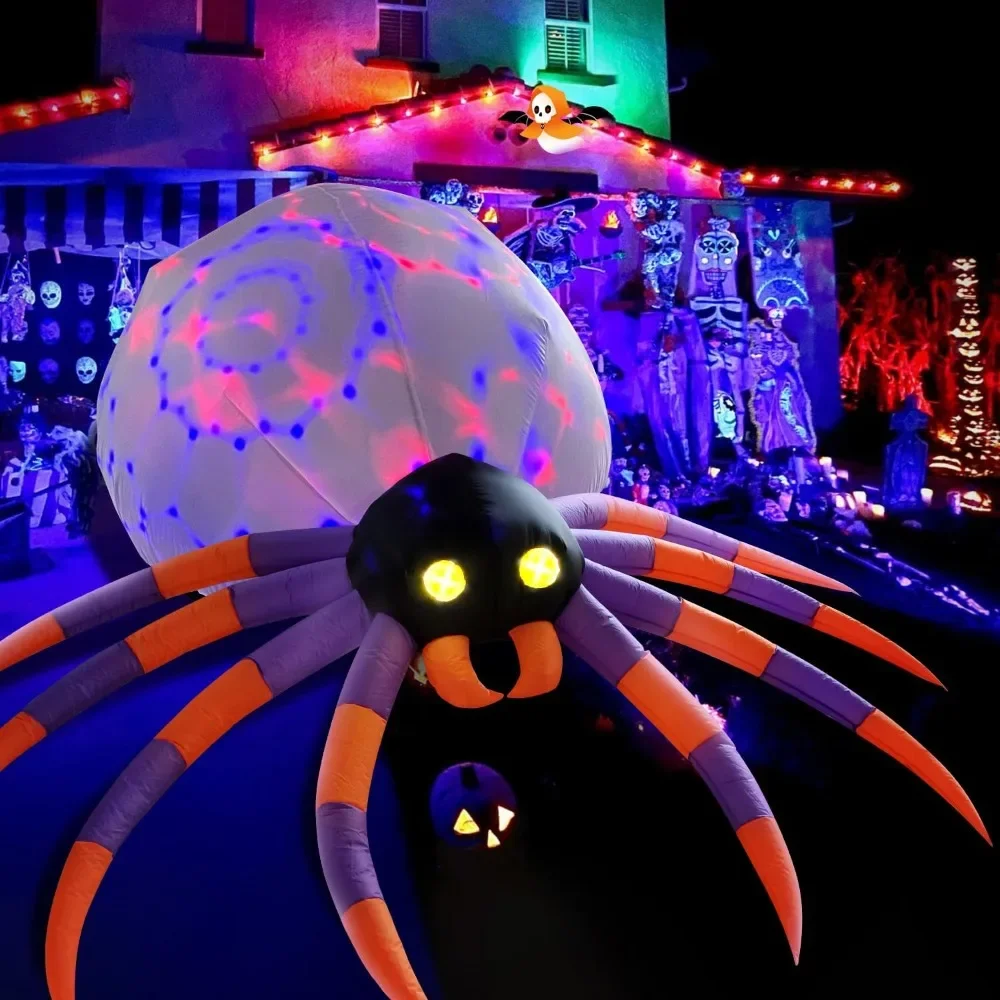 

16FT Halloween Inflatables Outdoor Decorations, Build-in Magic LED Lights, Blow Up Spider Halloween Decorations