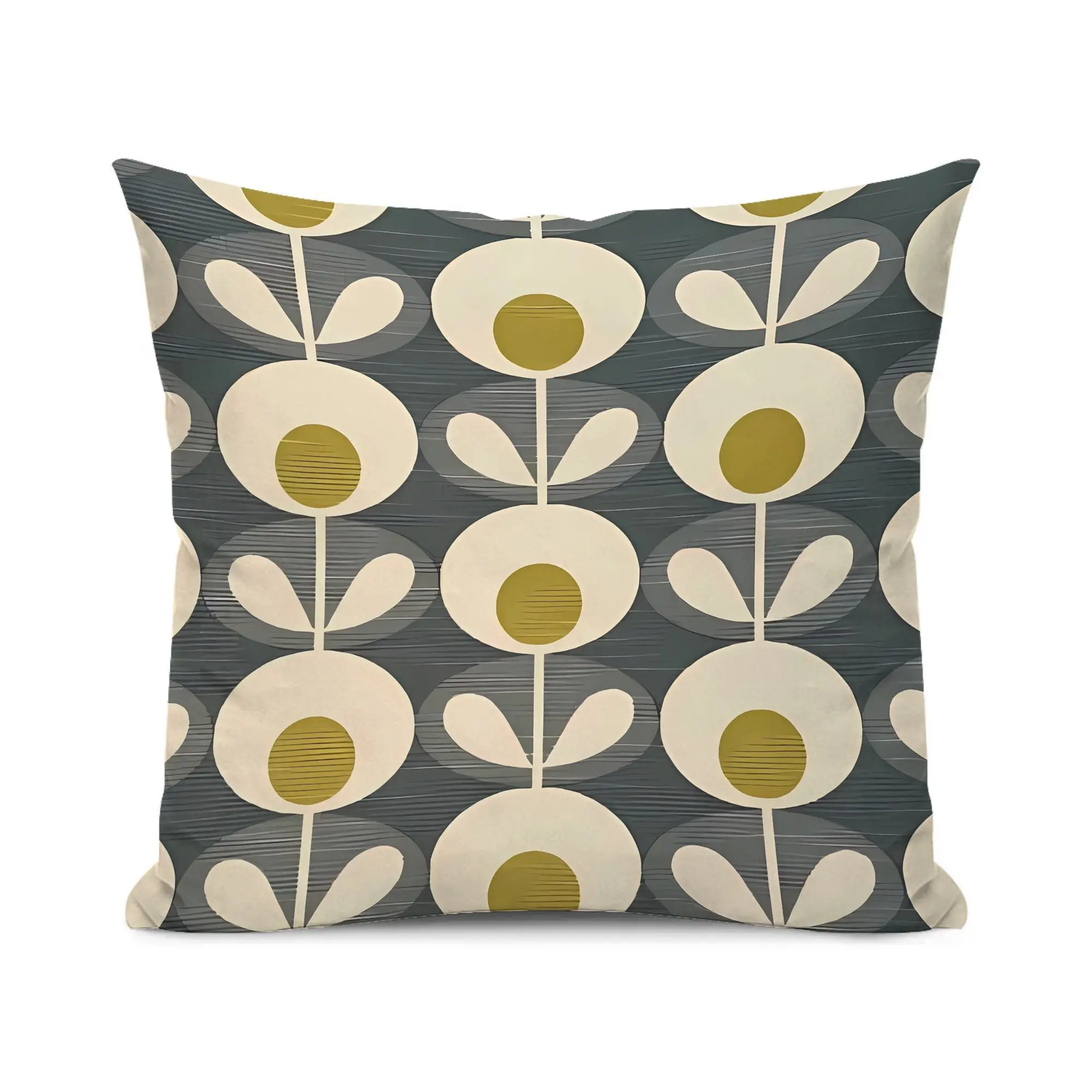 Customize Set of Decorative Throw Pillow Covers Featuring Orla Kiely'S Abstract Flower Design, Perfect for Enhancing The Texture