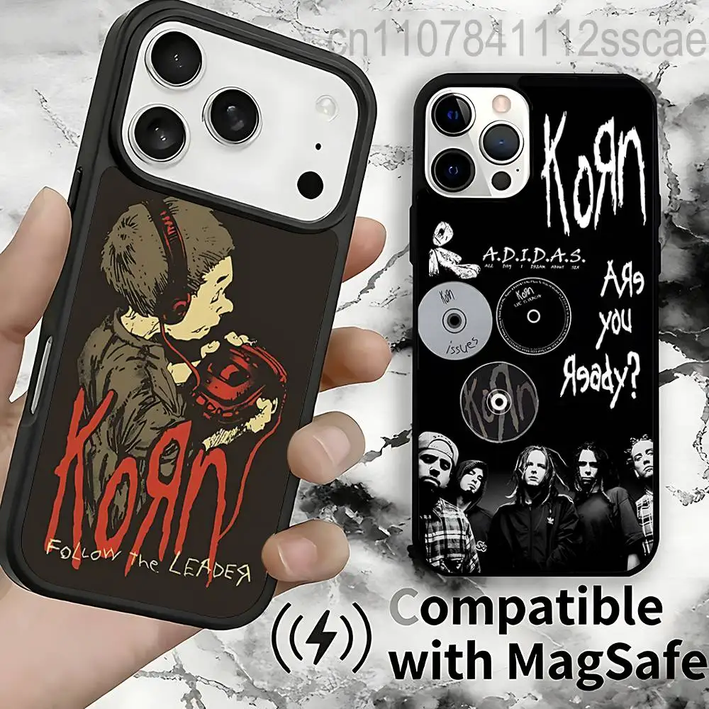 

Чехол Rock K-Korn Band для iPhone 17,16,15,14,13,12,11,Pro,Max,Plus,Mini,SE4,E с магнитной беспроводной зарядкой Magsafe