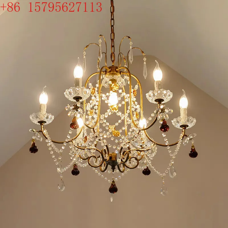

Французская хрустальная люстра, средневековая спальня, ретро, лестничный светильник, столовая, французская свеча, хрустальный свет
