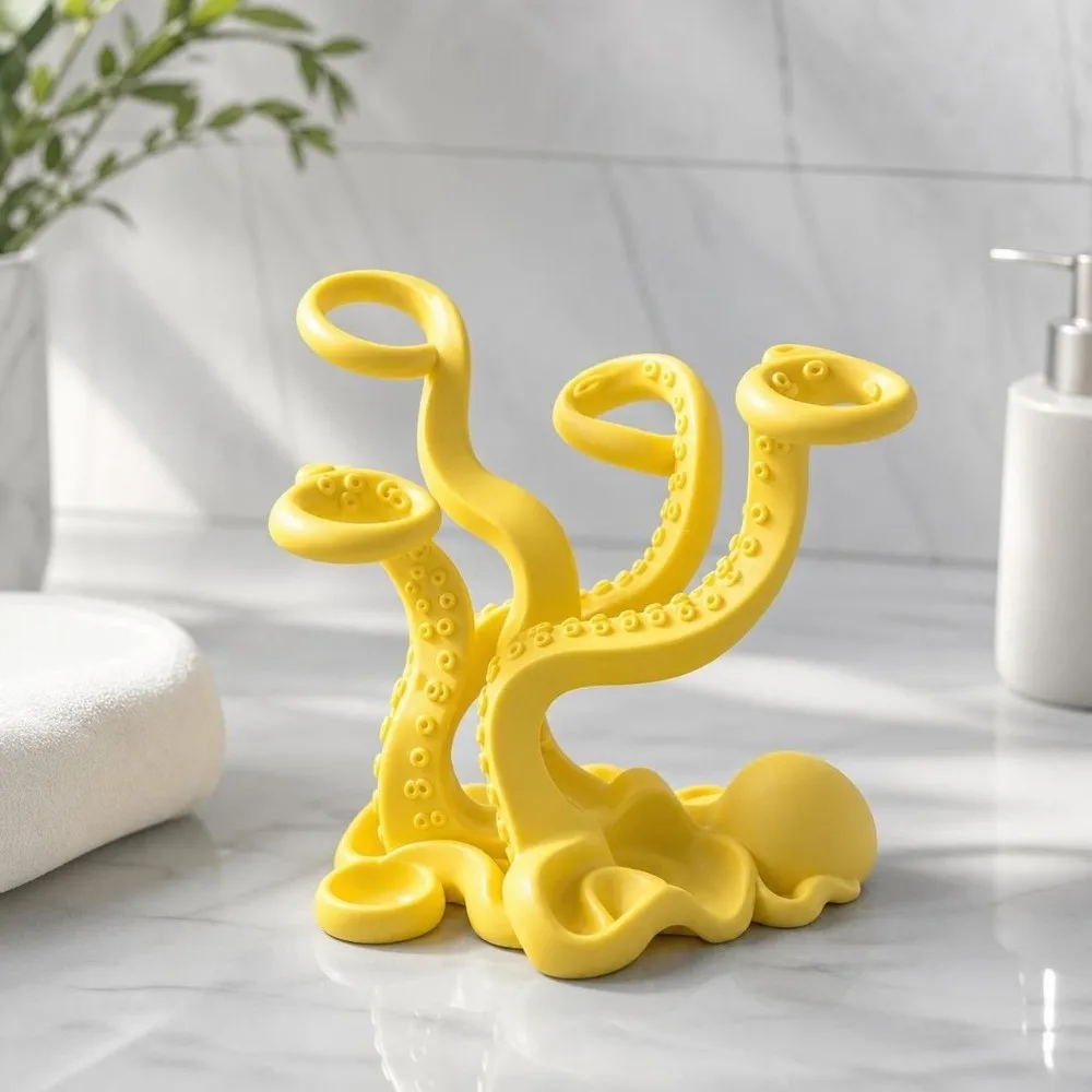 Novel Gifts Multi-Slot Octopus Pen Holder 3D Printed Organizer Toothbrush Holder Funny Tentacle-Shaped Storage Rack Study Desk