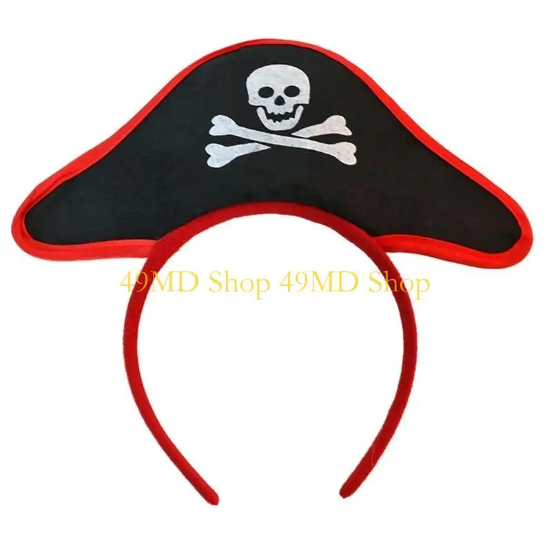 49MD Pirate Hat Headband Halloween Hair Hoop Hairband Pirate Cosplay Headpiece