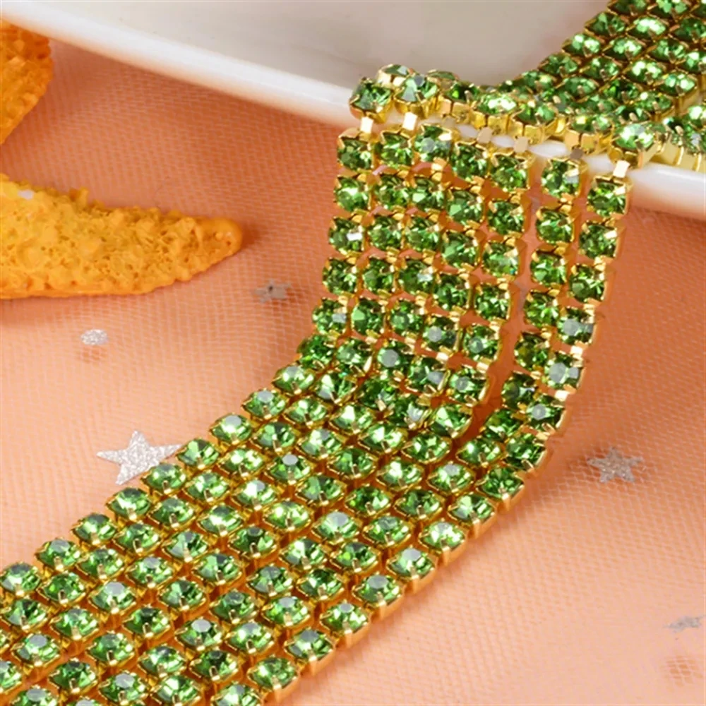 1/5/10/Yards DIY Rhinestone Chain Denim Gold Bottom Seam Rhinestones For Clothing Decoration Shoes Bag Making