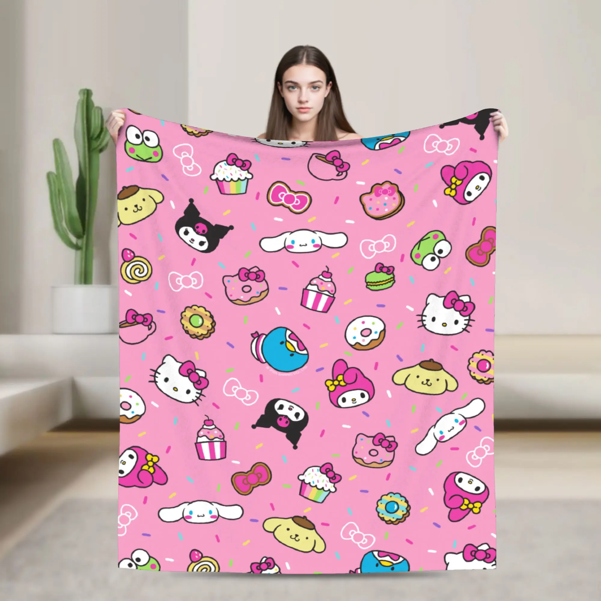 

Одеяло Hello Kitty, бархатное зимнее многофункциональное ультрамягкое одеяло для дома, путешествий, покрывало