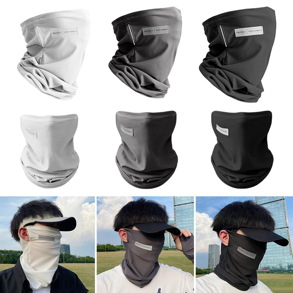 1PC Anti-UV Mask Face Cover fro Men Unsiex Cycling Sunscreen Ice Silk Face Mask Sun Protection Mesh Face Cover Neck Wrap Summer