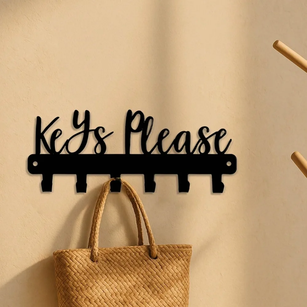 プレミアム1個BITALYEキー用壁掛けキーホルダー - ブラックメタル装飾キーオーガナイザー、廊下、玄関に最適