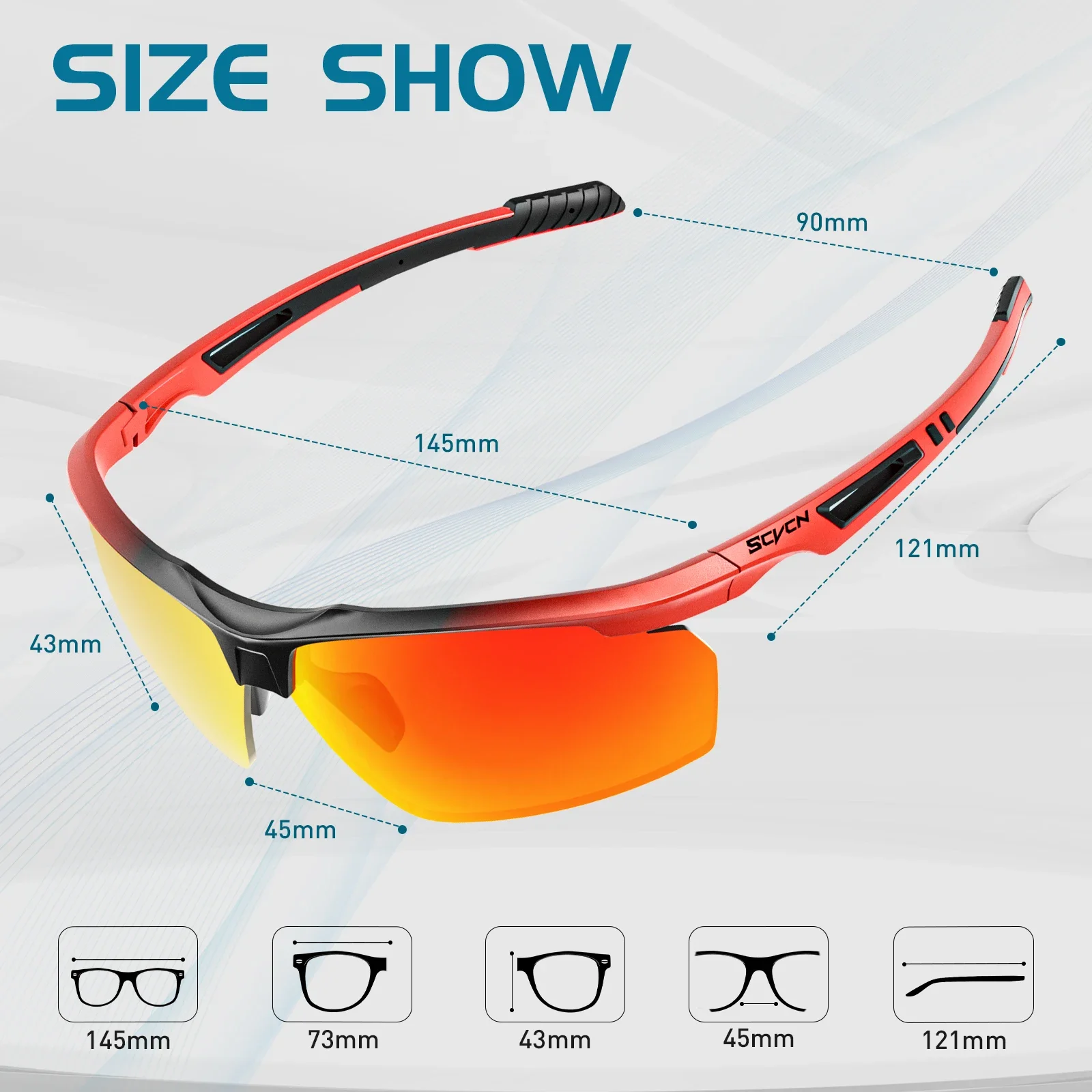 SCVCN Polarized Cycling Glasses Fishing Sunglasses UV400 Protection Bicycle Sports MTB Road Bike Eyewear Men Women Cycle Goggles