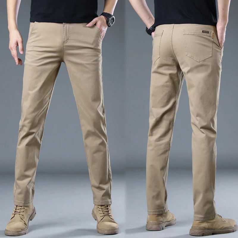 2024 Classic Men's Slim Business Jeans Casual High Stretch Work Wear Y2k Clothing Pants Male Brand Regular Fit Straight Trousers