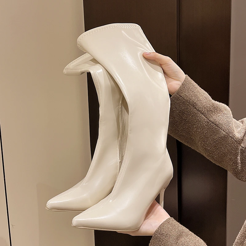 

Fashionable versatile over-the-knee boots for women, new winter style with pointed toe and thin heels, slimming boots for