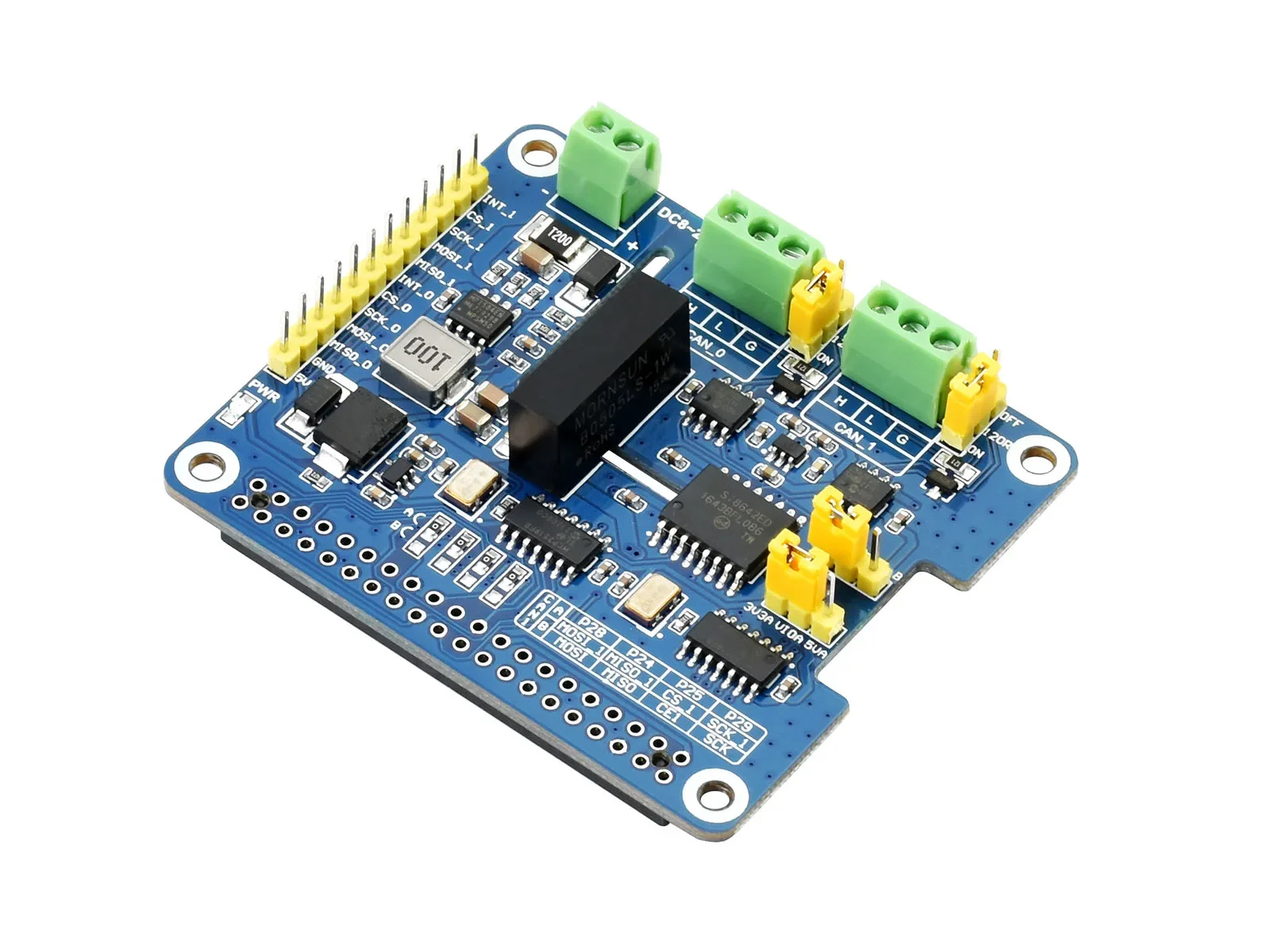 Waveshare 2-Channel Isolated CAN FD Expansion HAT, SPI interface,Multiple Protections, Designed For Raspberry Pi Series