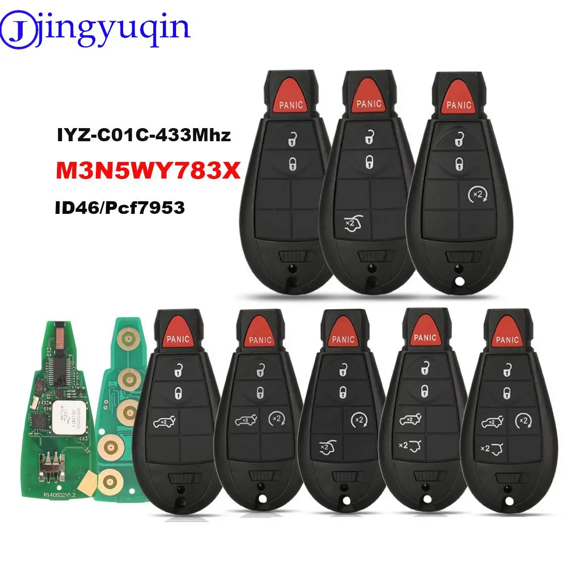 jingyuqin Keyless Go pcf7953 Remote Car Key M3N5WY783X For Chrysler Town & Country Jeep Grand Cherokee Dodge Caravan Journey