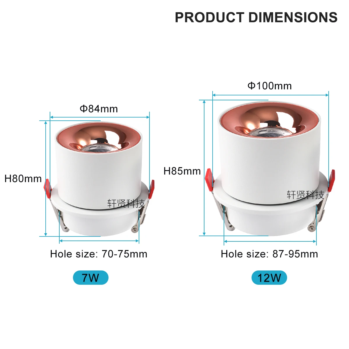 5 CCT قابل للتحويل / Zigbee / DALI مصباح سقف LED مجوف مضاد للوهج 7 وات 12 وات 360 °   أضواء كاشفة داخلية قابلة للدوران AC110/220V #5