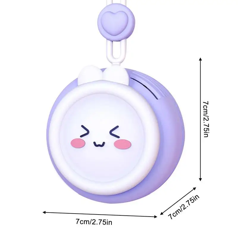 Cartoon Neck Hanging Small Fan Portable Mini Fans Children\'s Cartoon Animal Silent Handheld Lanyard Leafless Charging Fan