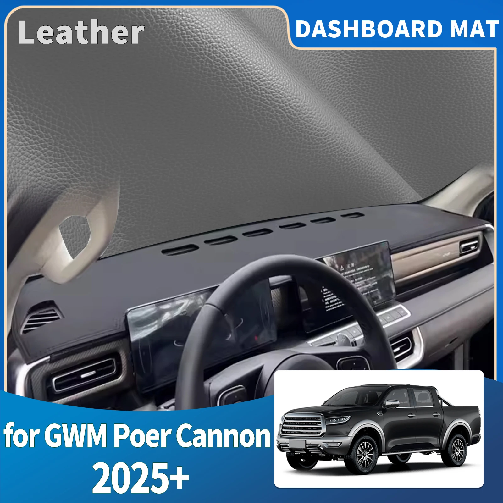 

fit for GWM Poer Cannon 2025 2026 2027 High Quality Dashboard Cover Dashmat Sunshade Anti‑UV Protector Dash Mat Pad Accessories