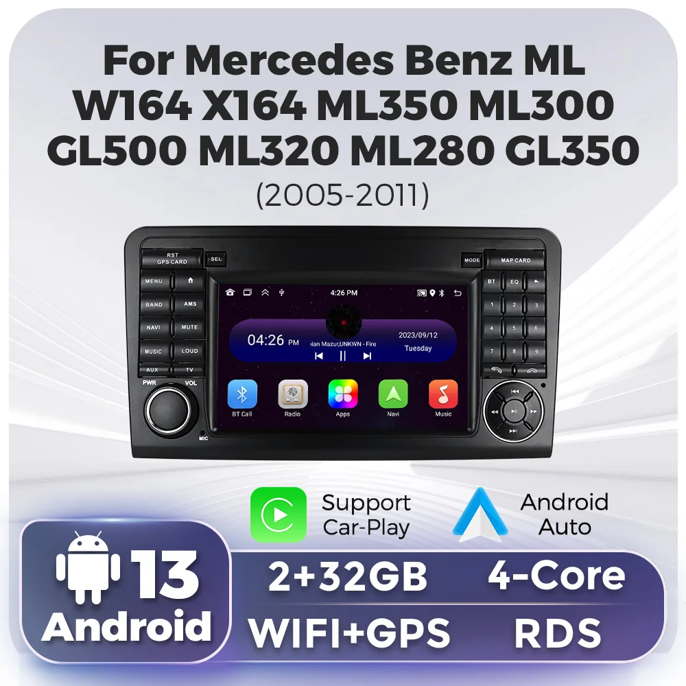 

7'' Android Auto Carplay Stereo Car Radio For Mercedes-Benz M-Class W164 GL-Class X164 ML GL ML350 ML500 GL320 ML280 GL350 GL450
