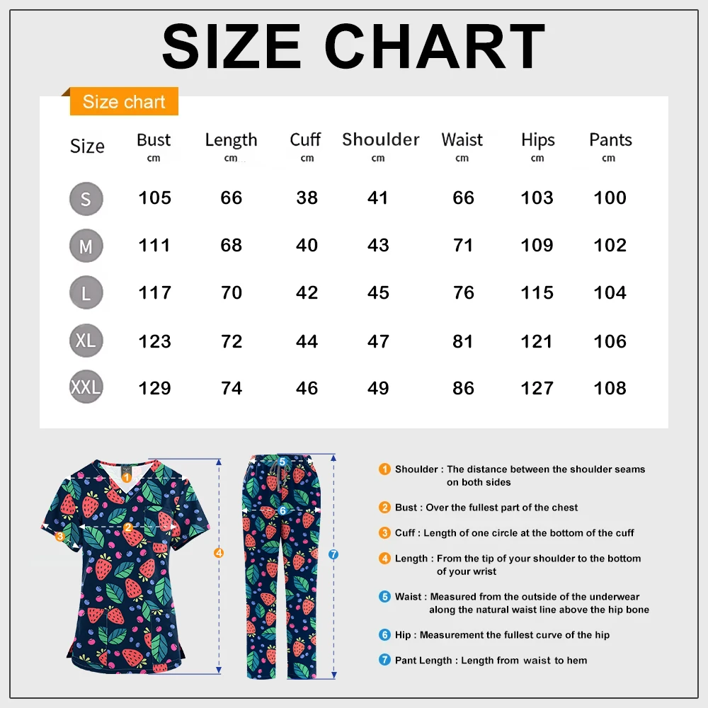 Printed Hospital Uniform Soft Elastic Clinic Workwear Operating RoomTops Pants Surgical Clothes Medical Scrubs Set Straight Suit