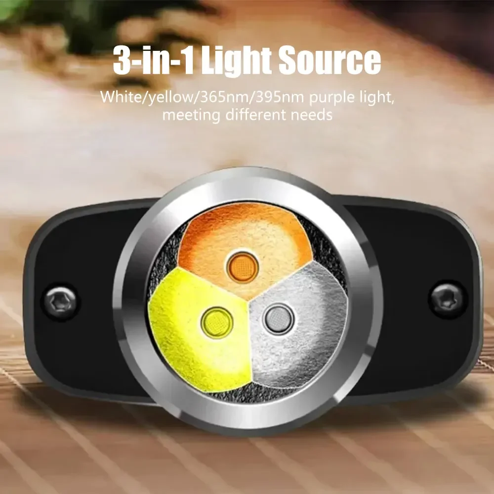 3Light Source Flashlight 365/395nm Portable Mini Ultraviolet Torch Waterproof Professional Jade Identification Light Multi Level