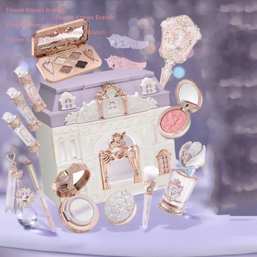 Flowerknows Knight Unicorn All-in-One Makeup Box Set Shimmer Eyeshadow,Mirror Lip Gloss Blush Setting Powder Mirror Cosmetic Kit