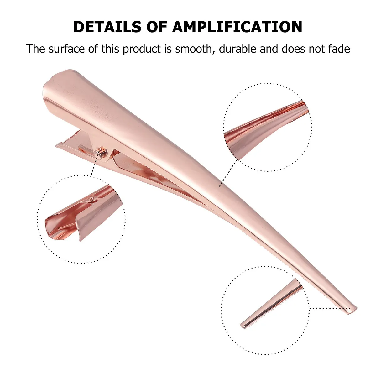 12Pcs Rose Gold Large Alligator Hair Clips Strong Grip Stable Teeth Styling Tools for Hair Salon Office Home Use