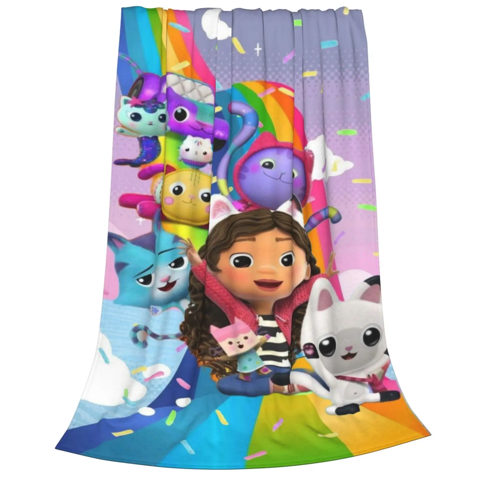 لطيف Gabbys الكرتون دمية فتاة البطانيات الناعمة ، الدفء رمي بطانية بطانية مريحة للنزهة سرير أريكة غرفة نوم المنزل