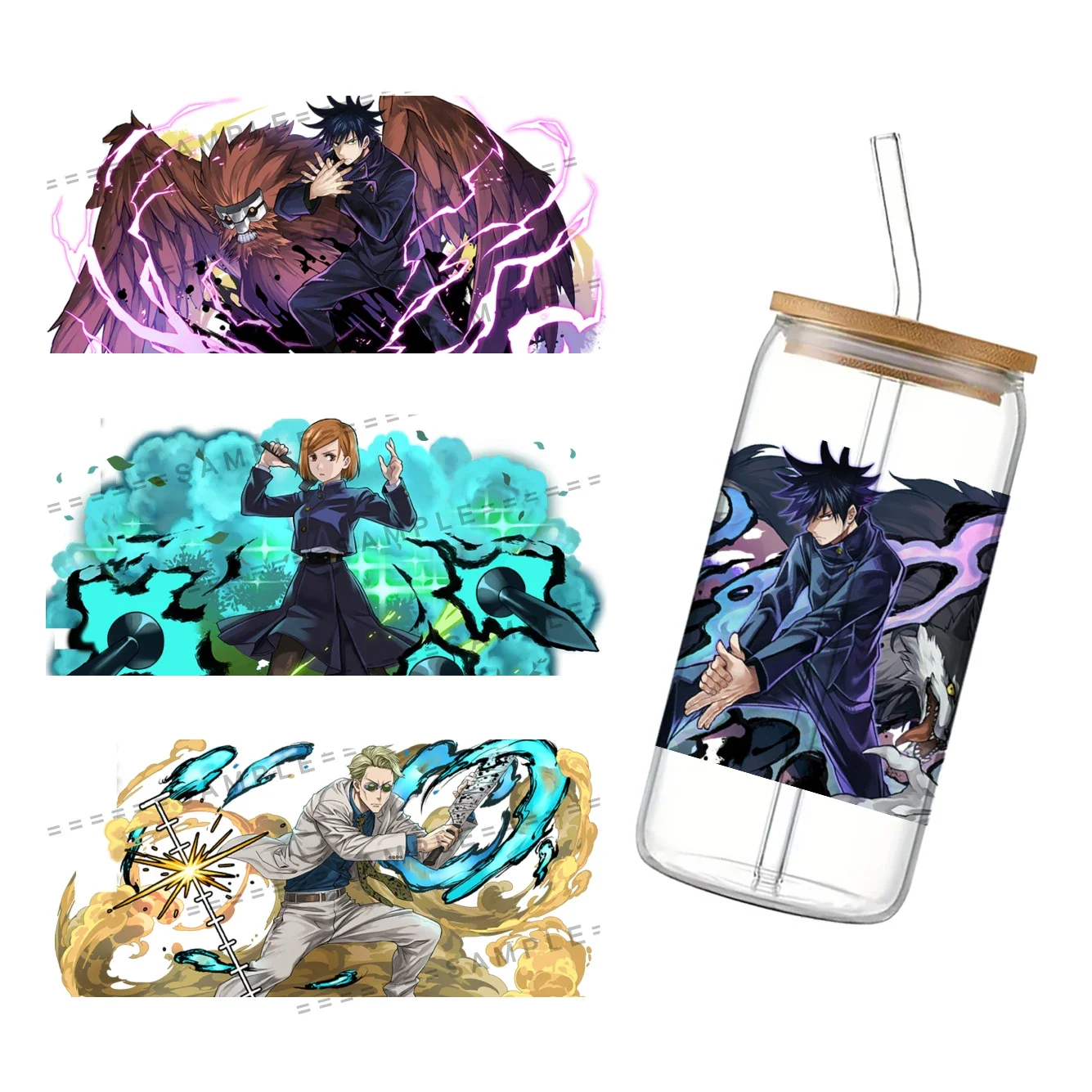 مانغا يابانية جديدة لـ Libbey 16oz يمكن زجاج ثلاثي الأبعاد مقاوم للماء UV DTF Coffee يمكن لف غلاف زجاجي Libbey #5