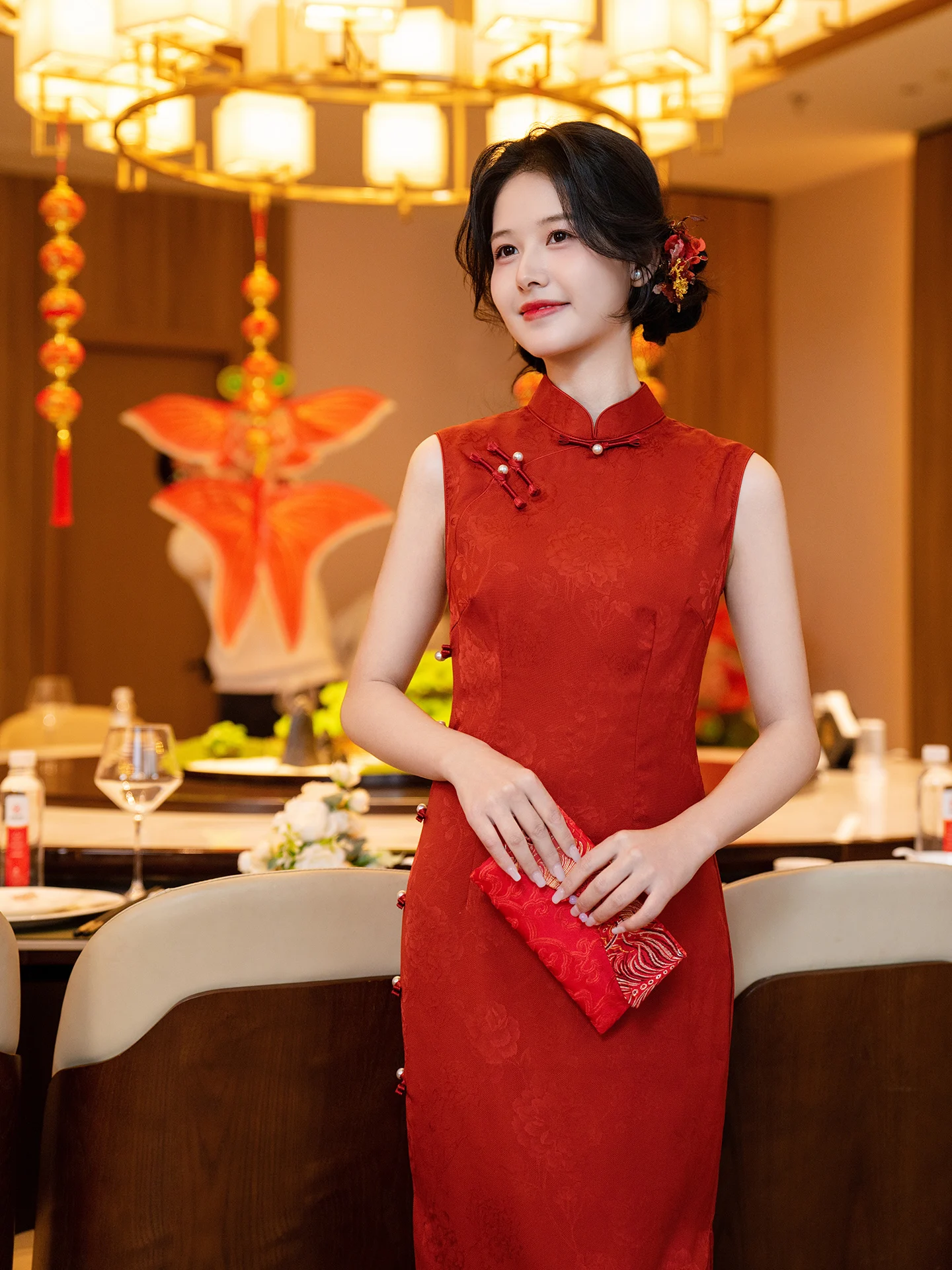 

Red Chinese Style Wedding Dress for Women Engagement Ceremony High-End Sensation Ceremony Dress Suaihui Heart
